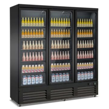 CombiSteel 7526.0110 Black Triple Door Display Fridge - 1600L