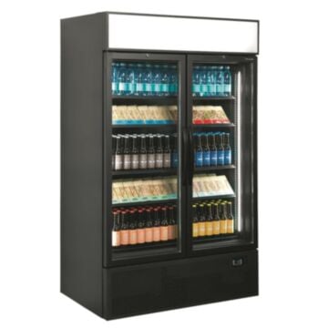 Tefcold FSC1200HB Black Glass Door Fridge
