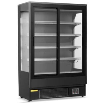 Blizzard  BTD130BKGDV2 Black Multideck With Sliding Glass Doors - 1315mm