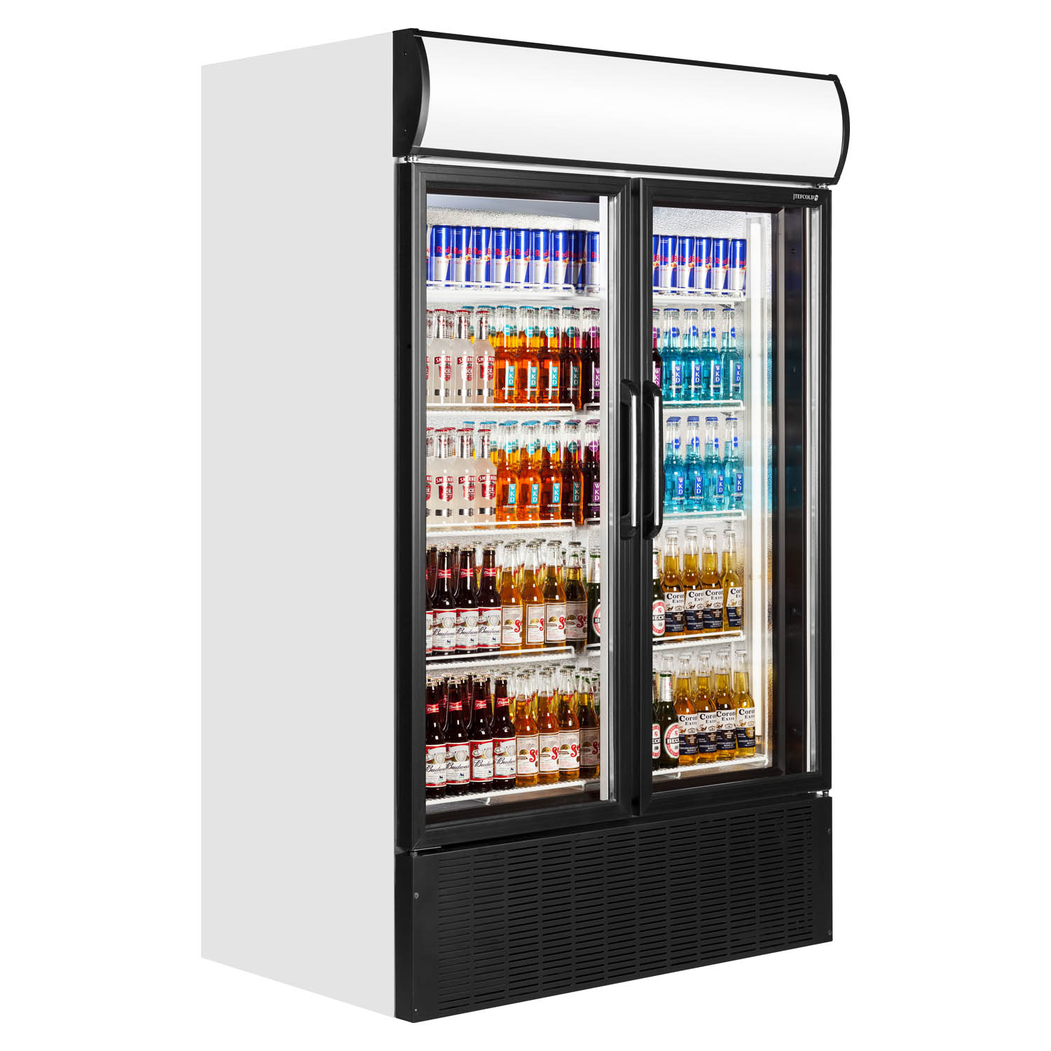 An image of Tefcold FSC1200H Double Hinged Glass Door Fridge-24 Months Parts and Labour