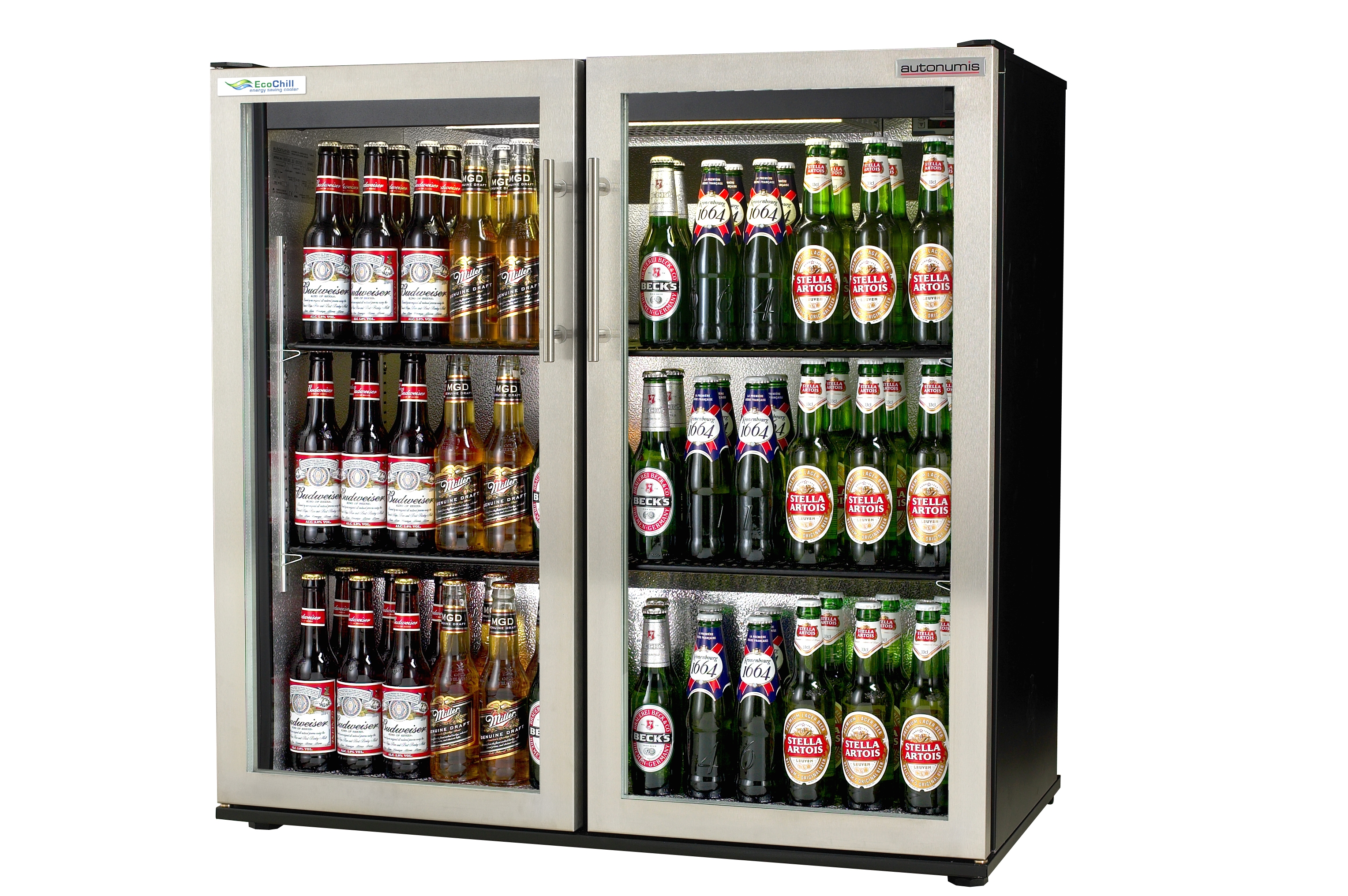 An image of Autonumis EcoChill RVC00003 Double Door Stainless Steel Bottle Cooler