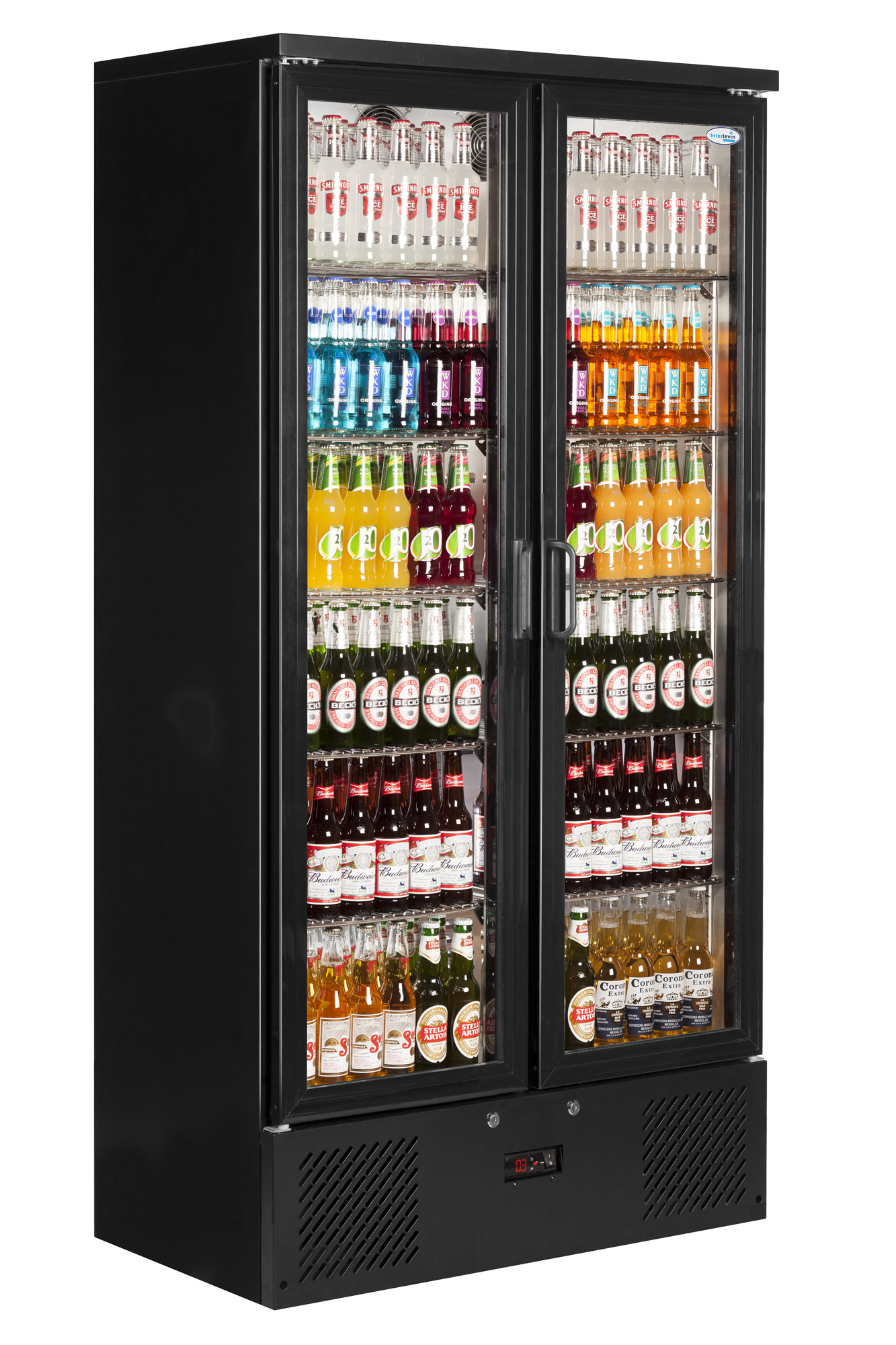 An image of Interlevin PD220T Double Door Upright Bottle Cooler-24 Months Parts and Labour