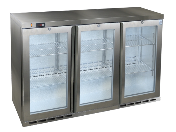 Osborne 290EW wine cooler with triple doors in stainless steel