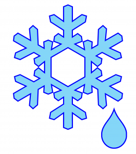 blue snow flake image with drip of water