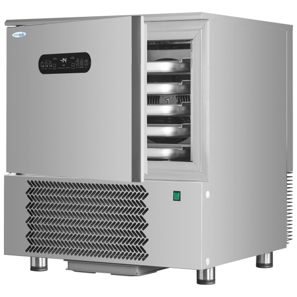 Interlevin AT05 ISO Blast Chiller and Freezer with open door and trays