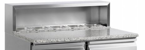 granite work surface with gastronorm pans