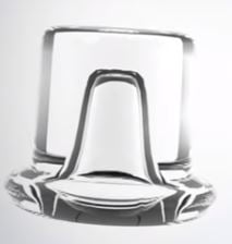 ice cube in shape of top hat with hollow centre