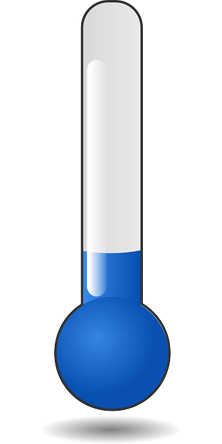 Thermometer with blue at bottom