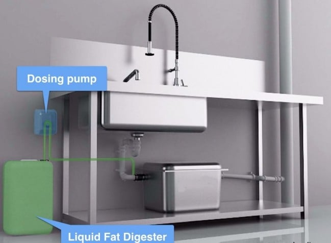 dosing pump next to sink