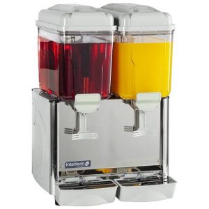 Twin tank juice dispenser filled with juice 
