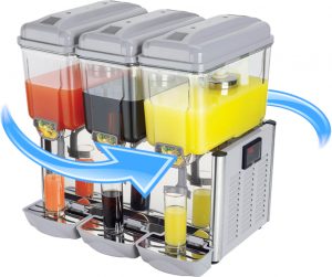 Interlevin LJD3 juice dispenser with arrows showing airflow