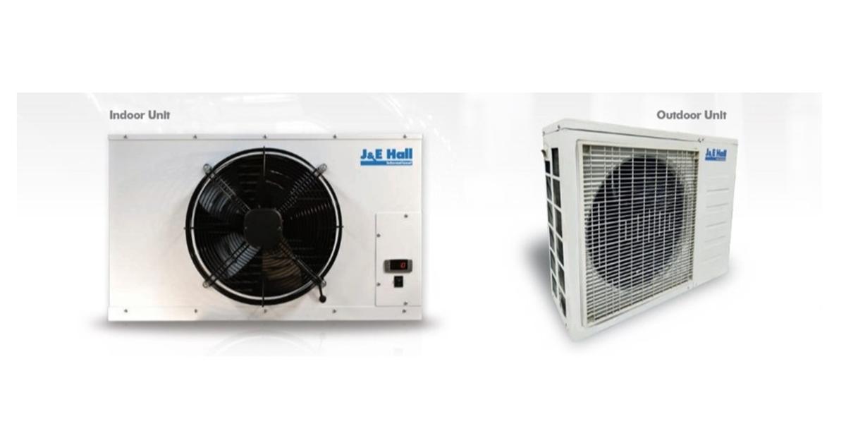 remote refrigeration units with large fans - indoor and outdoor unit