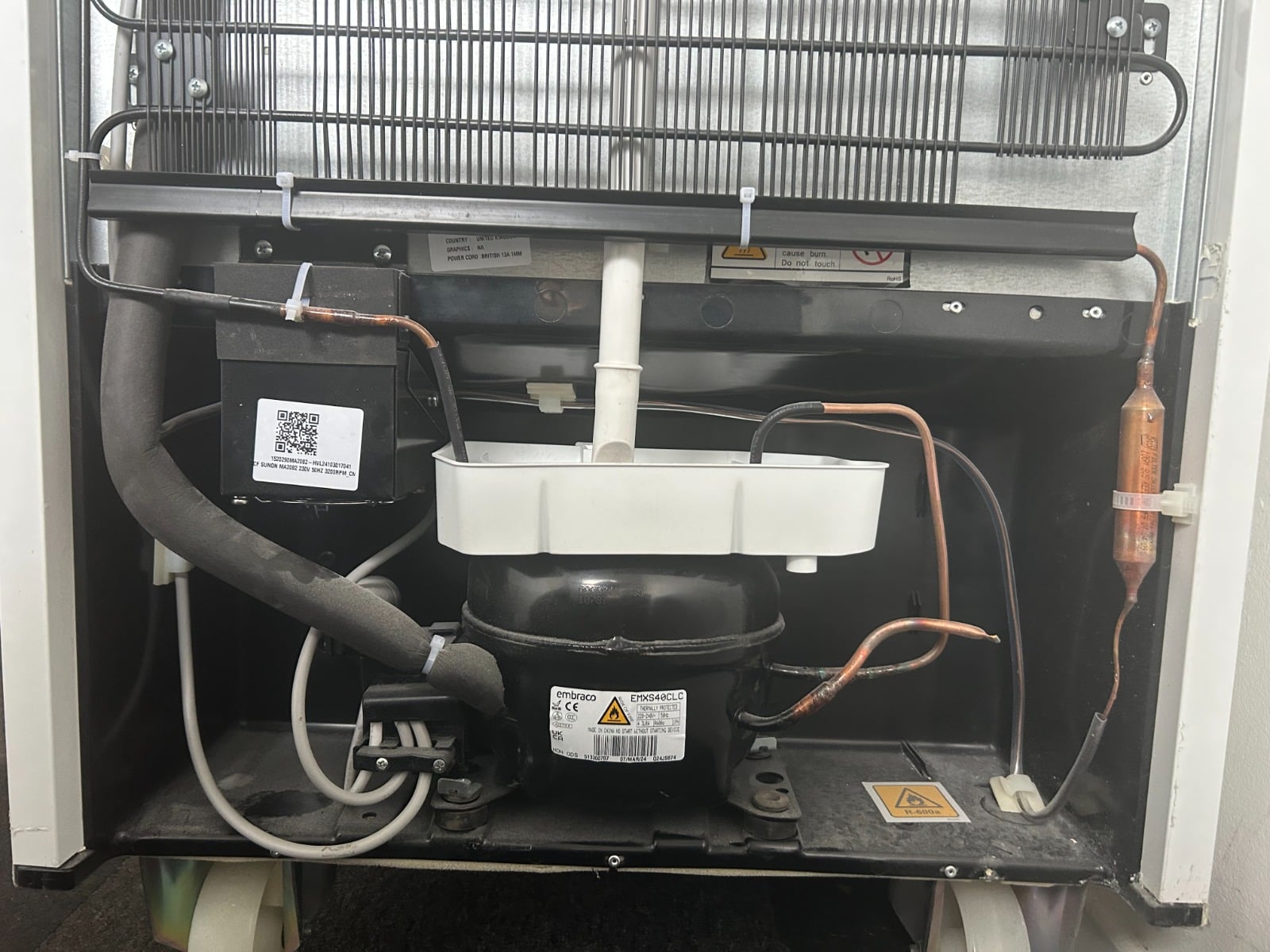 fridge motor, compressor and drip tray