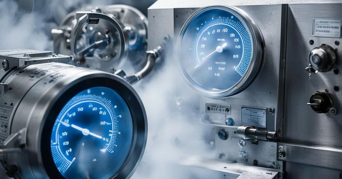 machinery showing dials with cold vapour
