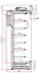 side view drawing of multideck with motor positioned on the back at the top