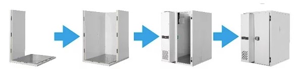 step by step diagram of modular coldroom being built