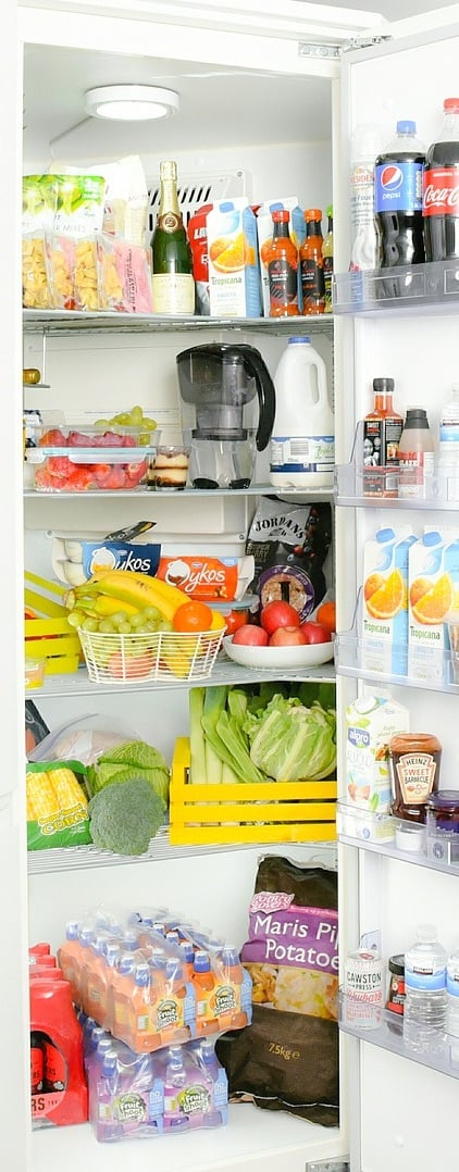 open fridge with food inside