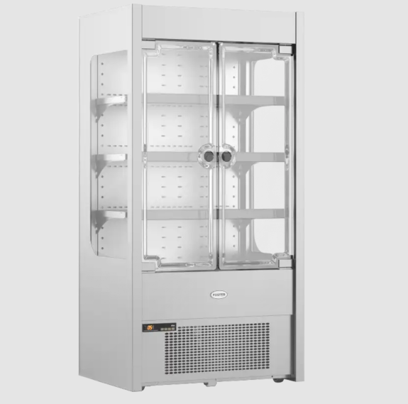 stainless steel multideck display fridge with two glass doors