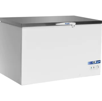 white chest freezer with stainless steel lid