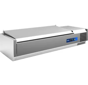 stainless steel countertop topping unit with closed lid