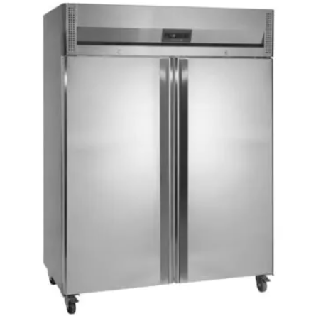 stainless steel double solid door fridge on castors