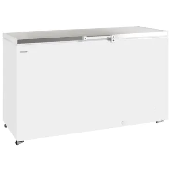 white chest freezer with stainless steel lid