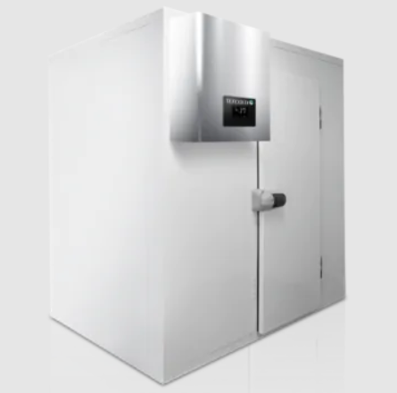 white cold room with monoblock refrigeration and door
