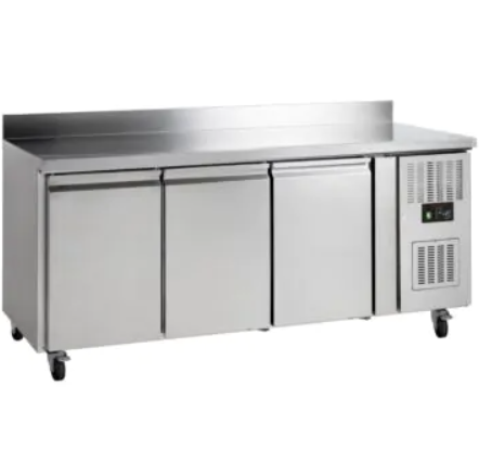 stainless steel three door prep counter