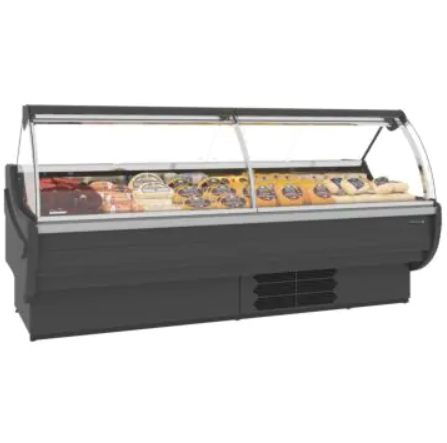 grey fridge counter with glass screen protecting foods